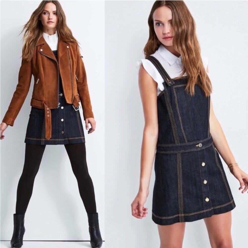 7 for All Mankind Denim Pinafore Overall Dress Clean Rinse XS